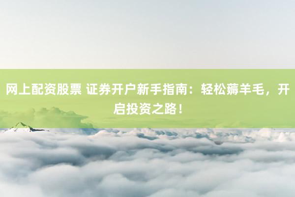 网上配资股票 证券开户新手指南：轻松薅羊毛，开启投资之路！