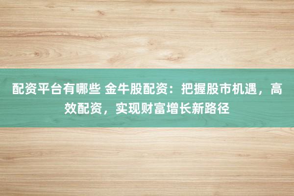 配资平台有哪些 金牛股配资：把握股市机遇，高效配资，实现财富增长新路径