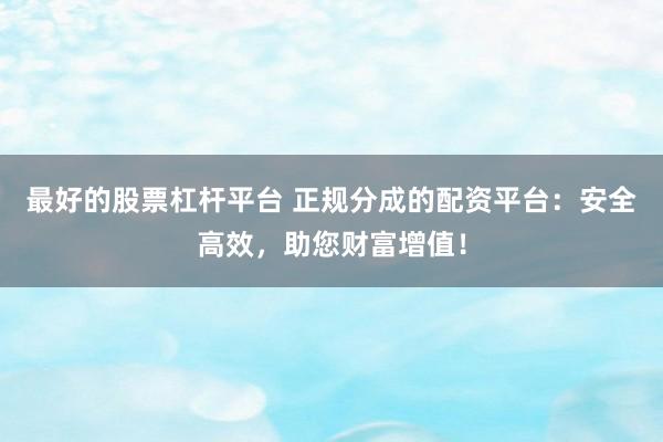 最好的股票杠杆平台 正规分成的配资平台：安全高效，助您财富增值！