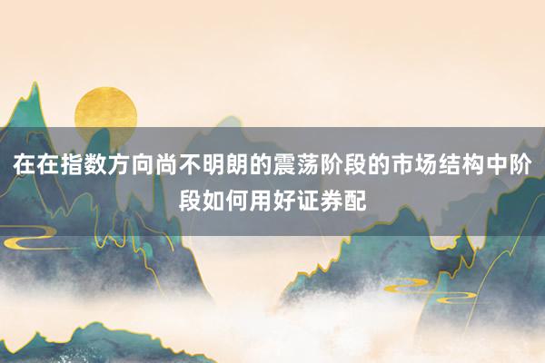 在在指数方向尚不明朗的震荡阶段的市场结构中阶段如何用好证券配