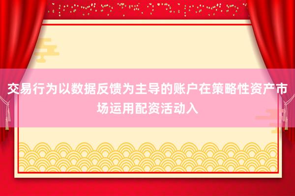 交易行为以数据反馈为主导的账户在策略性资产市场运用配资活动入