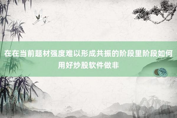 在在当前题材强度难以形成共振的阶段里阶段如何用好炒股软件做非
