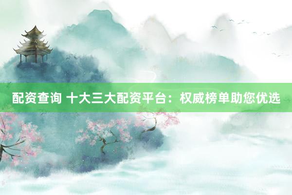 配资查询 十大三大配资平台：权威榜单助您优选